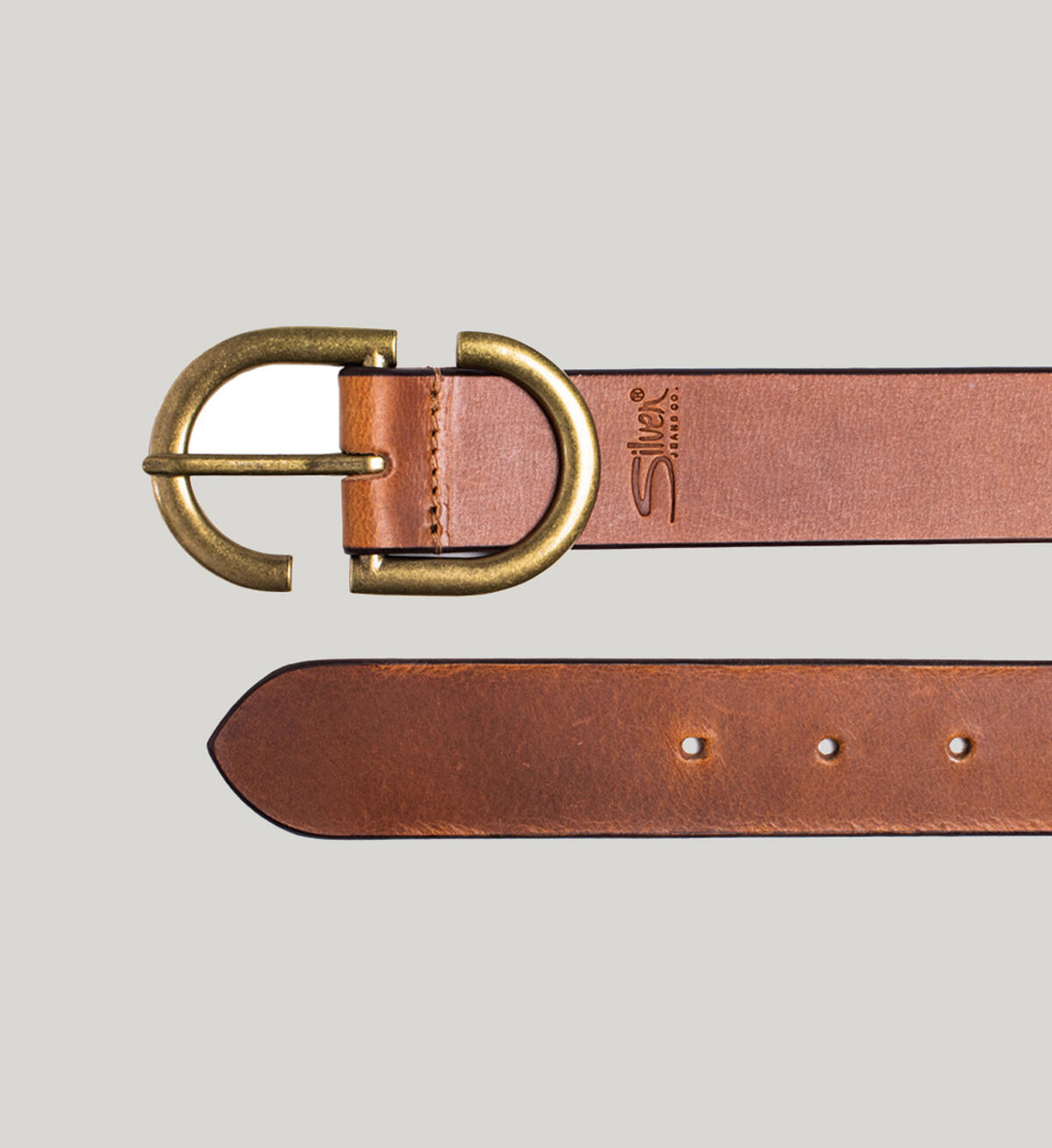 Womens Genuine Leather Belt With S Buckle, Dark Tan, hi-res image number 2