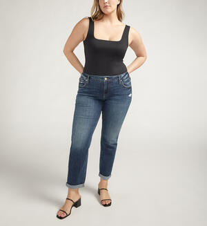 Boyfriend Mid Rise Slim Leg Jeans Plus Size