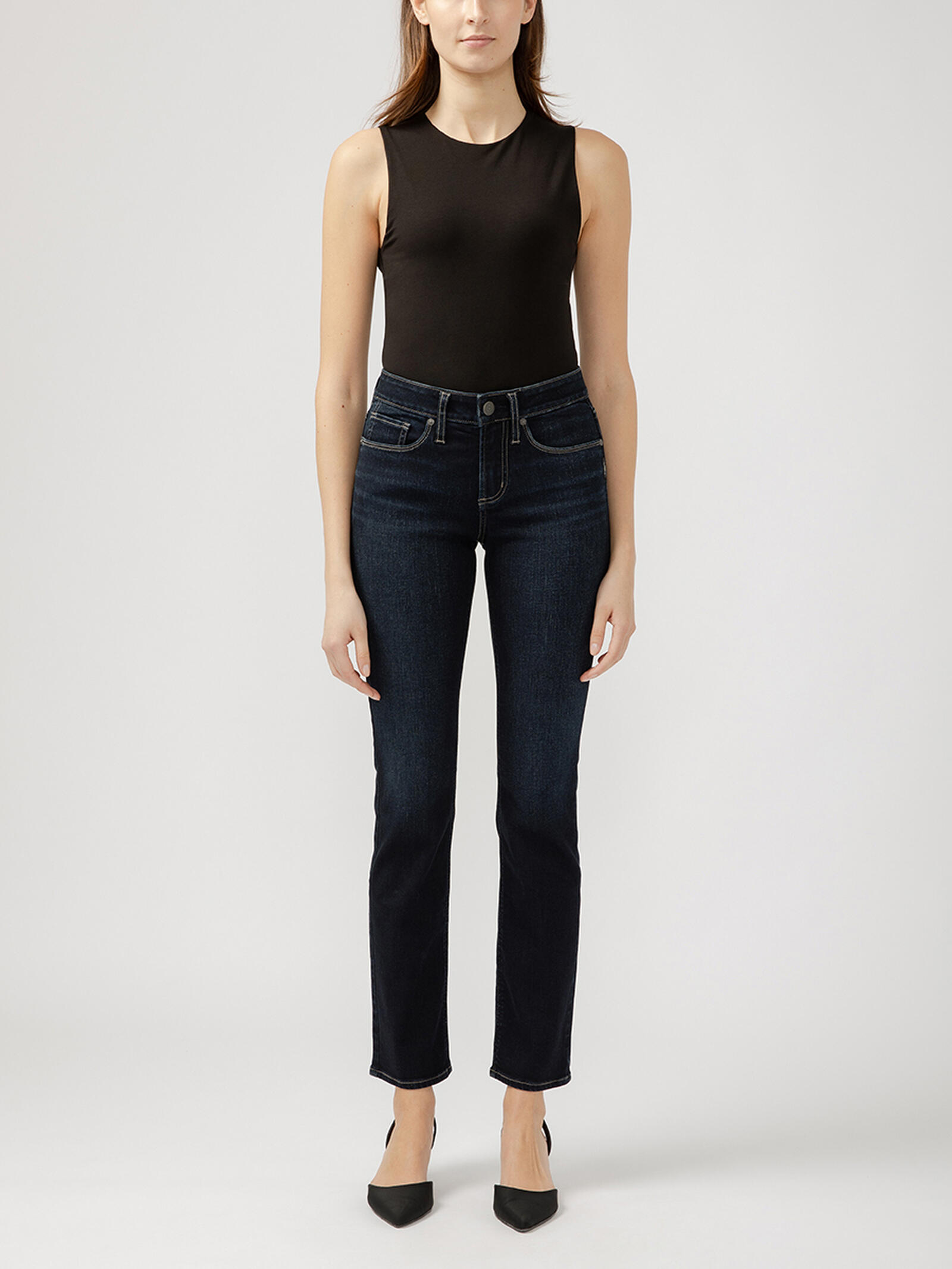 Suki Blue High Rise Straight Leg Ripped Jeans