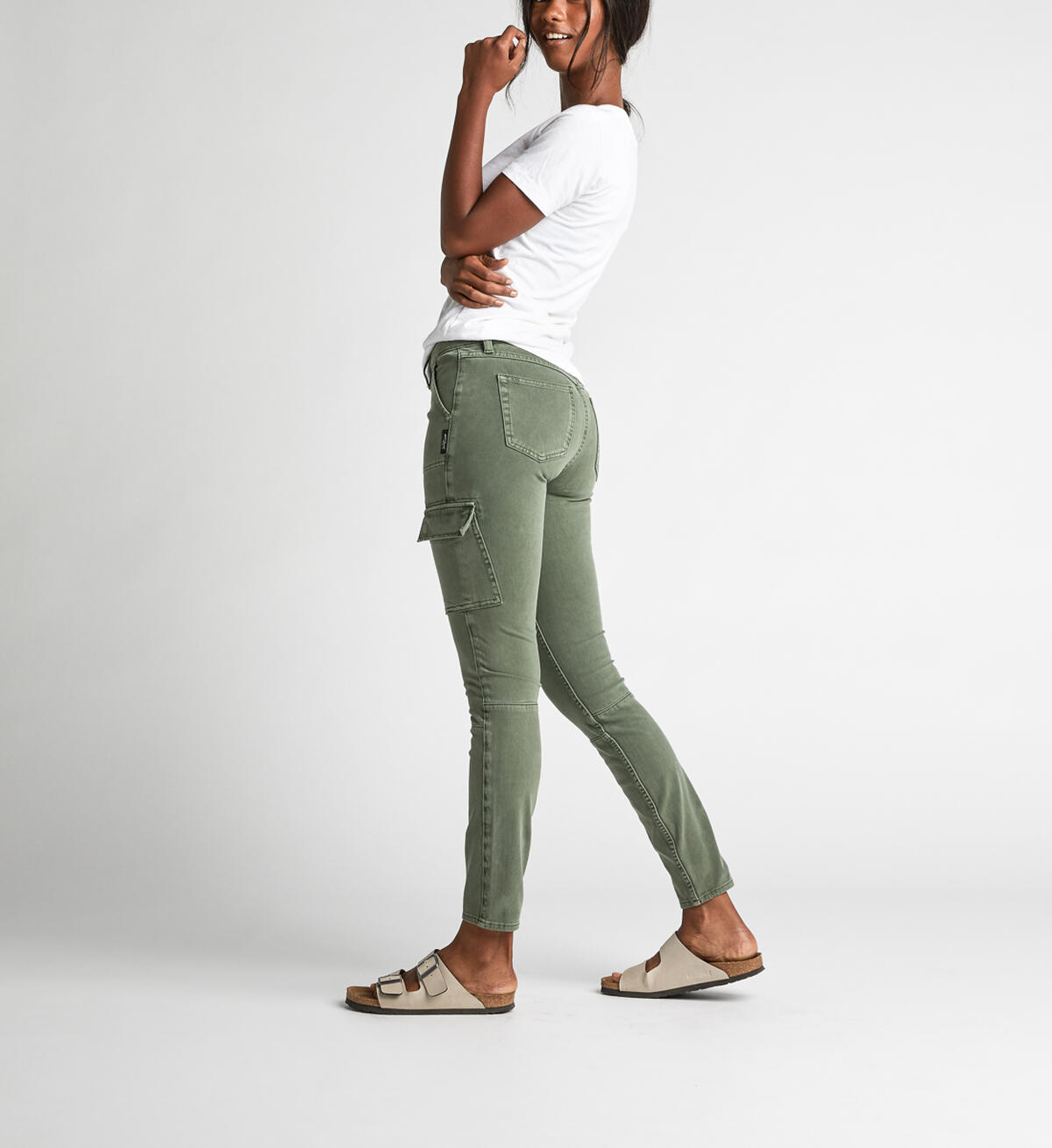Mid-Rise Skinny Cargo Jeans, Olive, hi-res image number 2