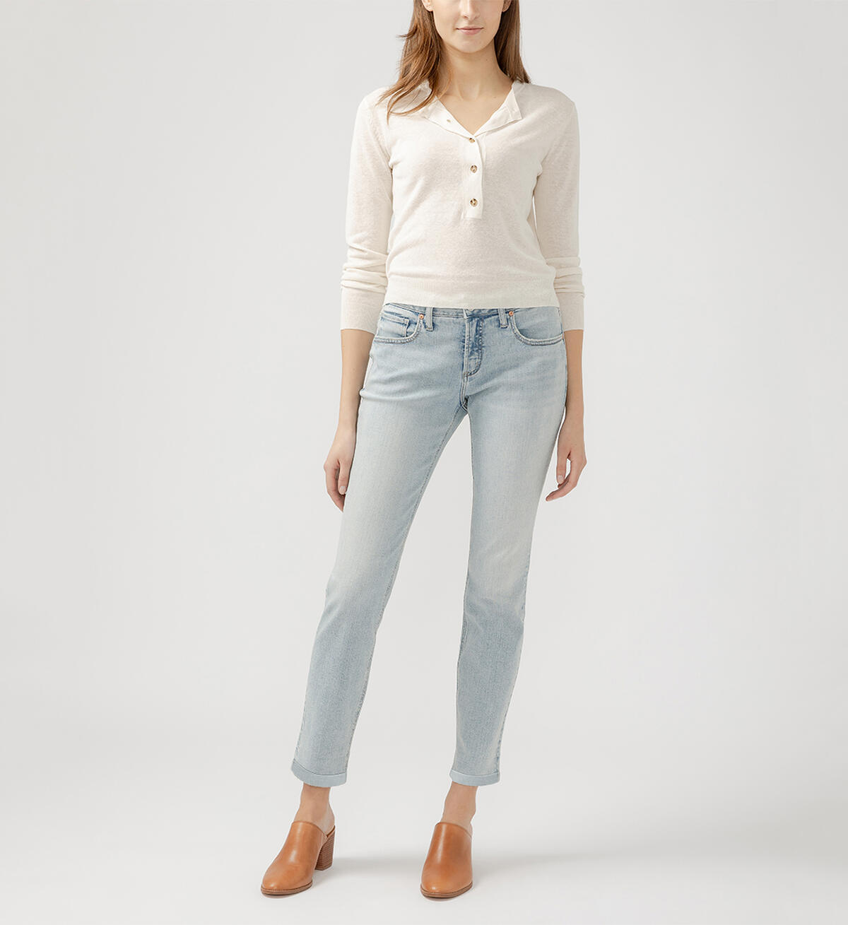 Boyfriend Mid Rise Slim Leg Jeans, , hi-res image number 0