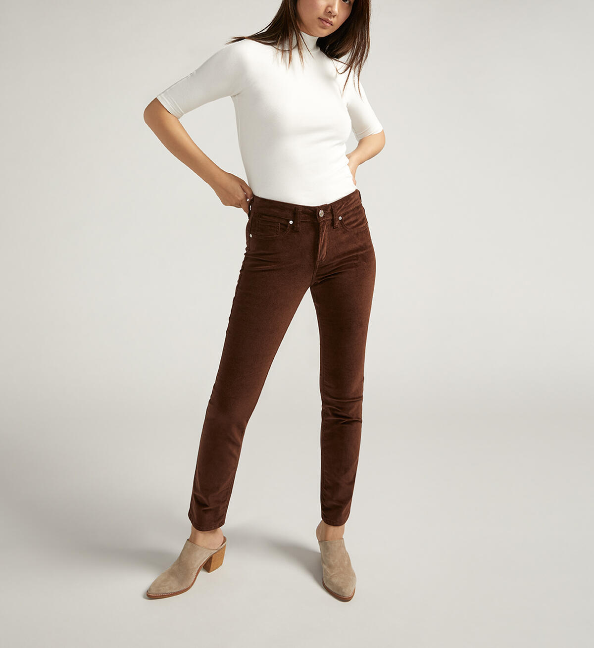 Suki Mid Rise Straight Leg Corduroy Pant, Chocolate, hi-res image number 0