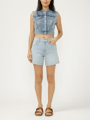Cropped Denim Vest