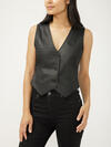 Black Coated Denim Vest image number 2