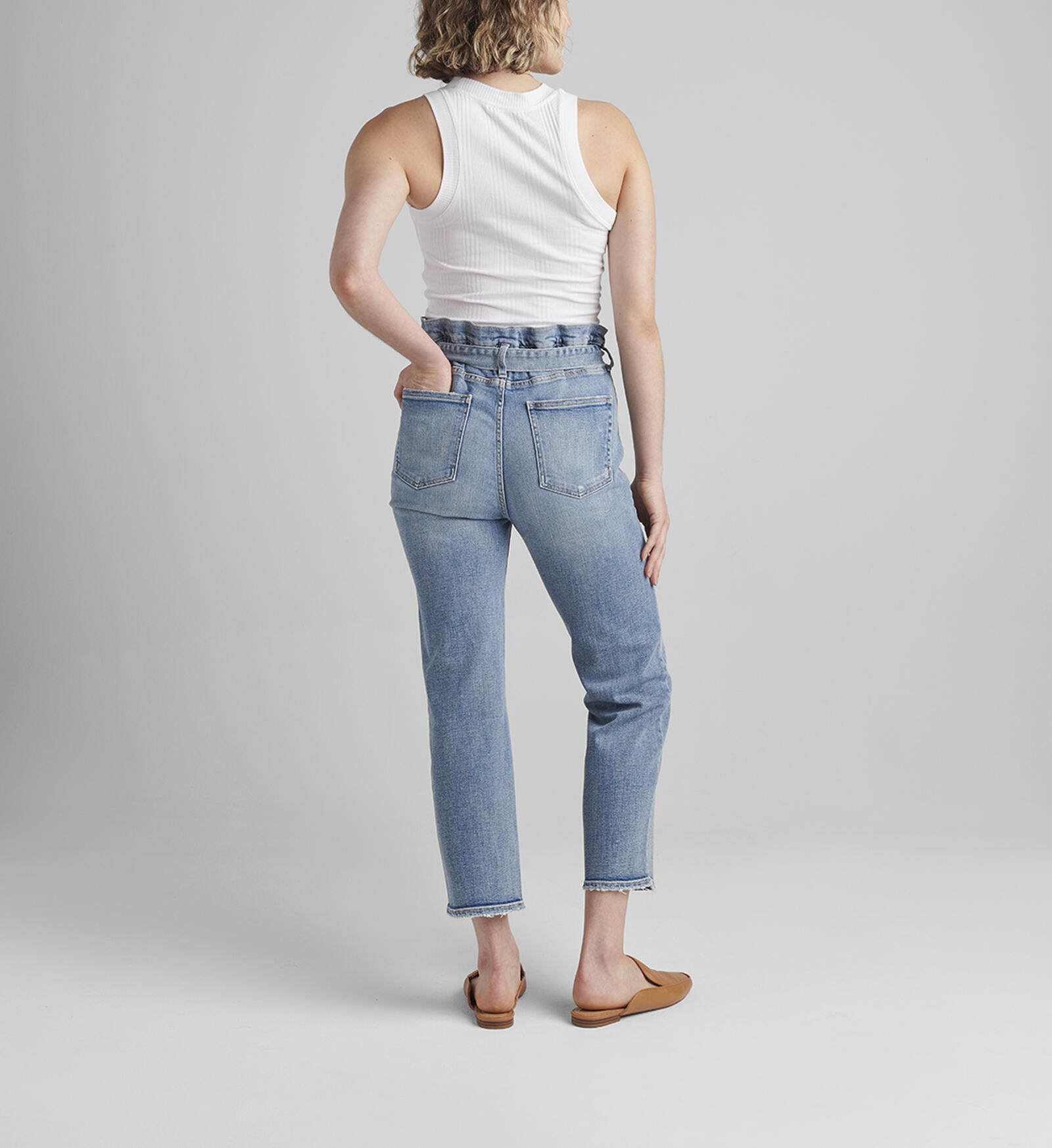 Buy Paper Bag High Rise Straight Crop Jeans for CAD 104.00