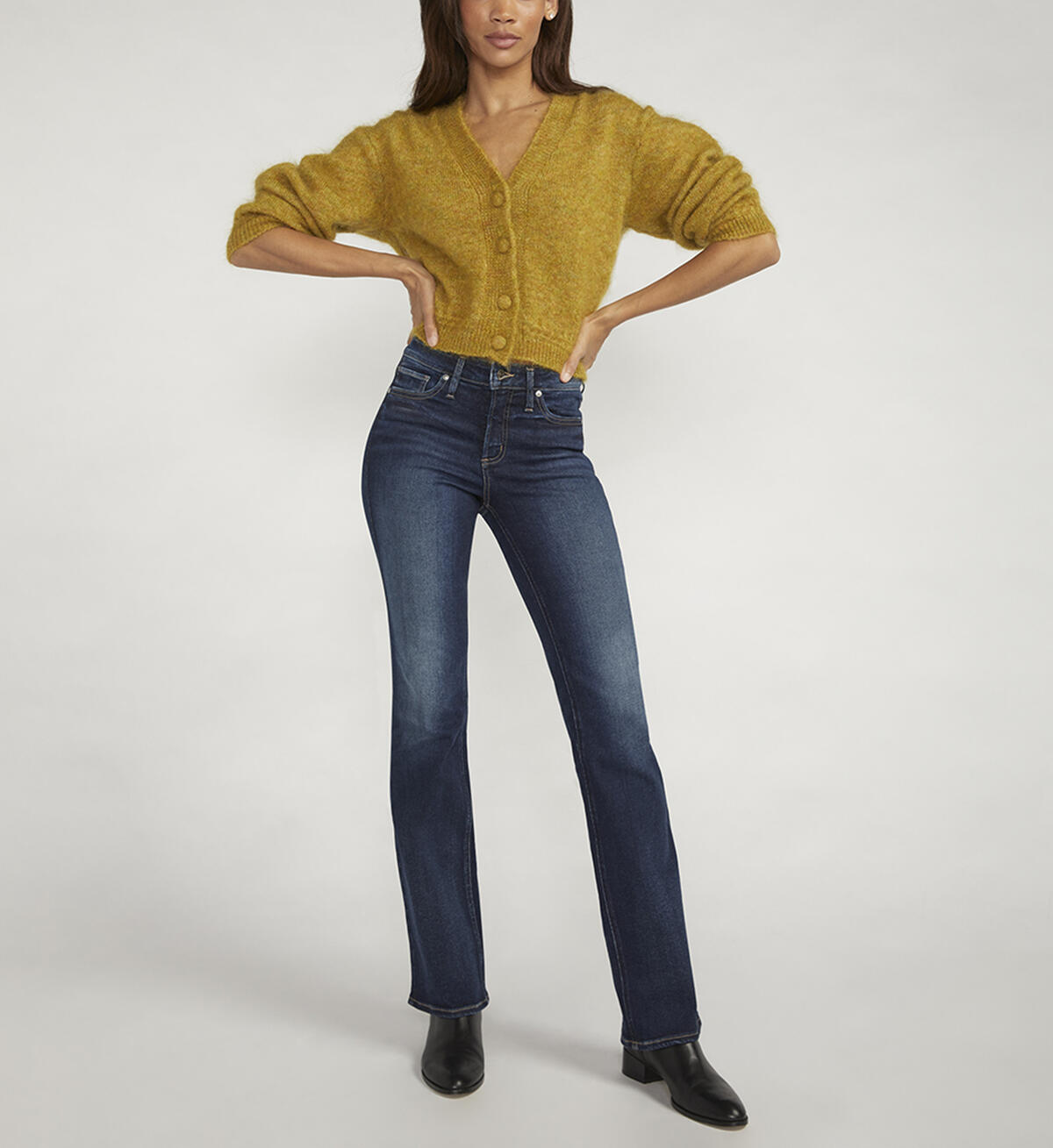 Infinite Fit Mid Rise Bootcut Jeans, Indigo, hi-res image number 0