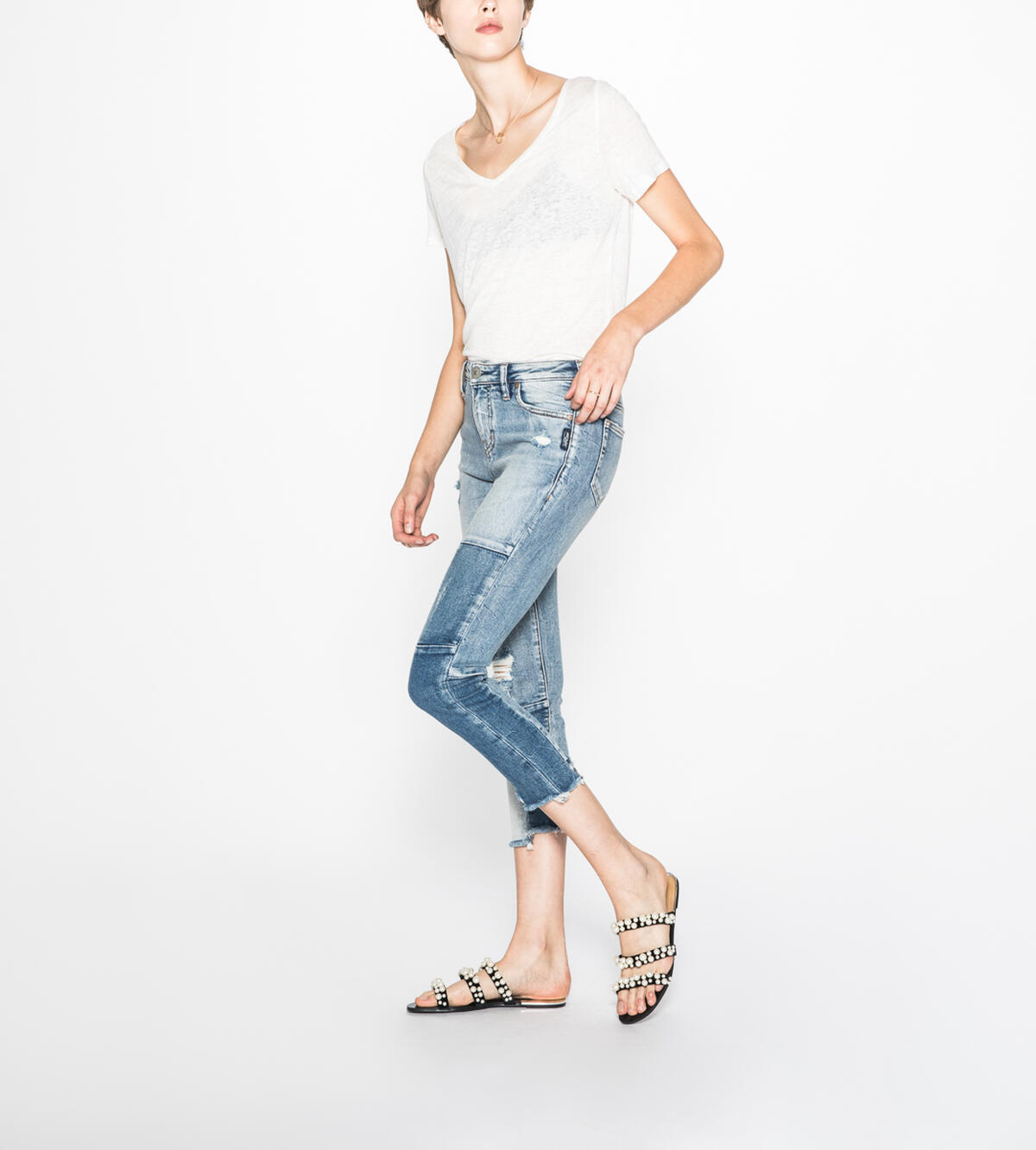 Loose Boyfriend Crop Medium Wash, , hi-res image number 2
