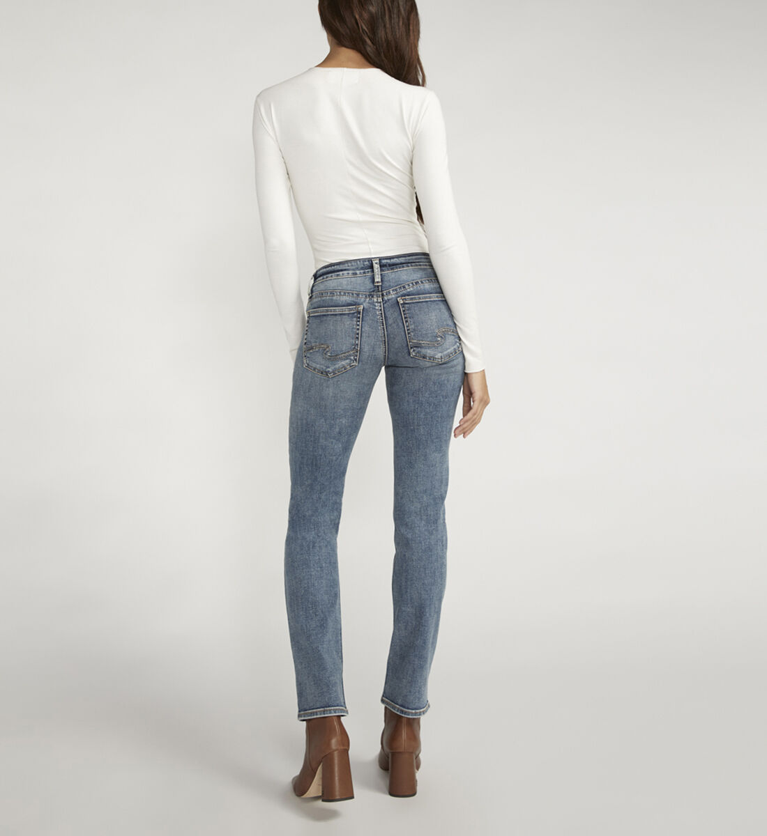 Buy Tuesday Low Rise Straight Leg Jeans for CAD 108.00 Silver