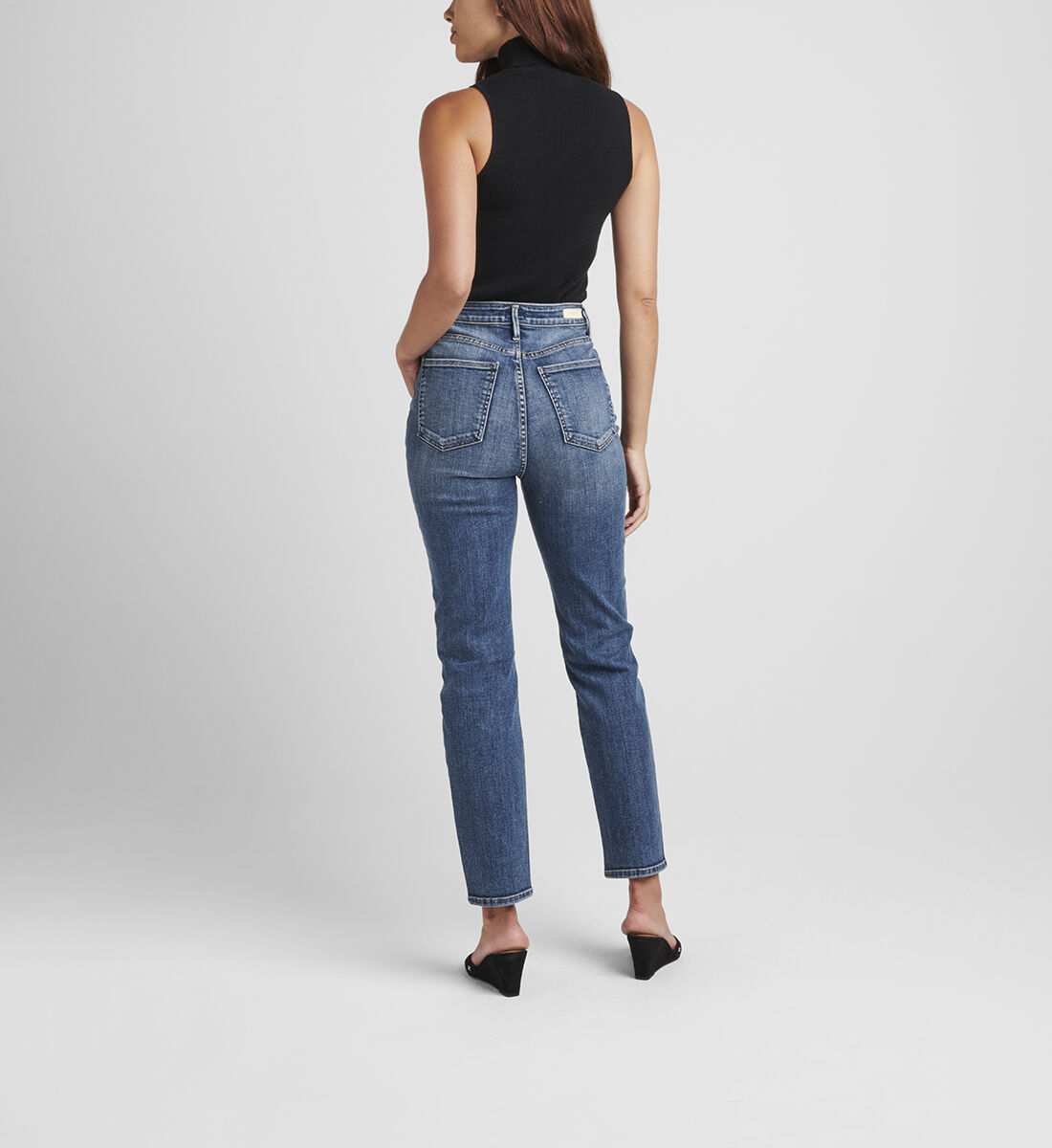 High waisted straight leg jeans top