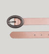 Women's Genuine Leather Belt with Textured Oval Buckle, Pink, hi-res image number 2