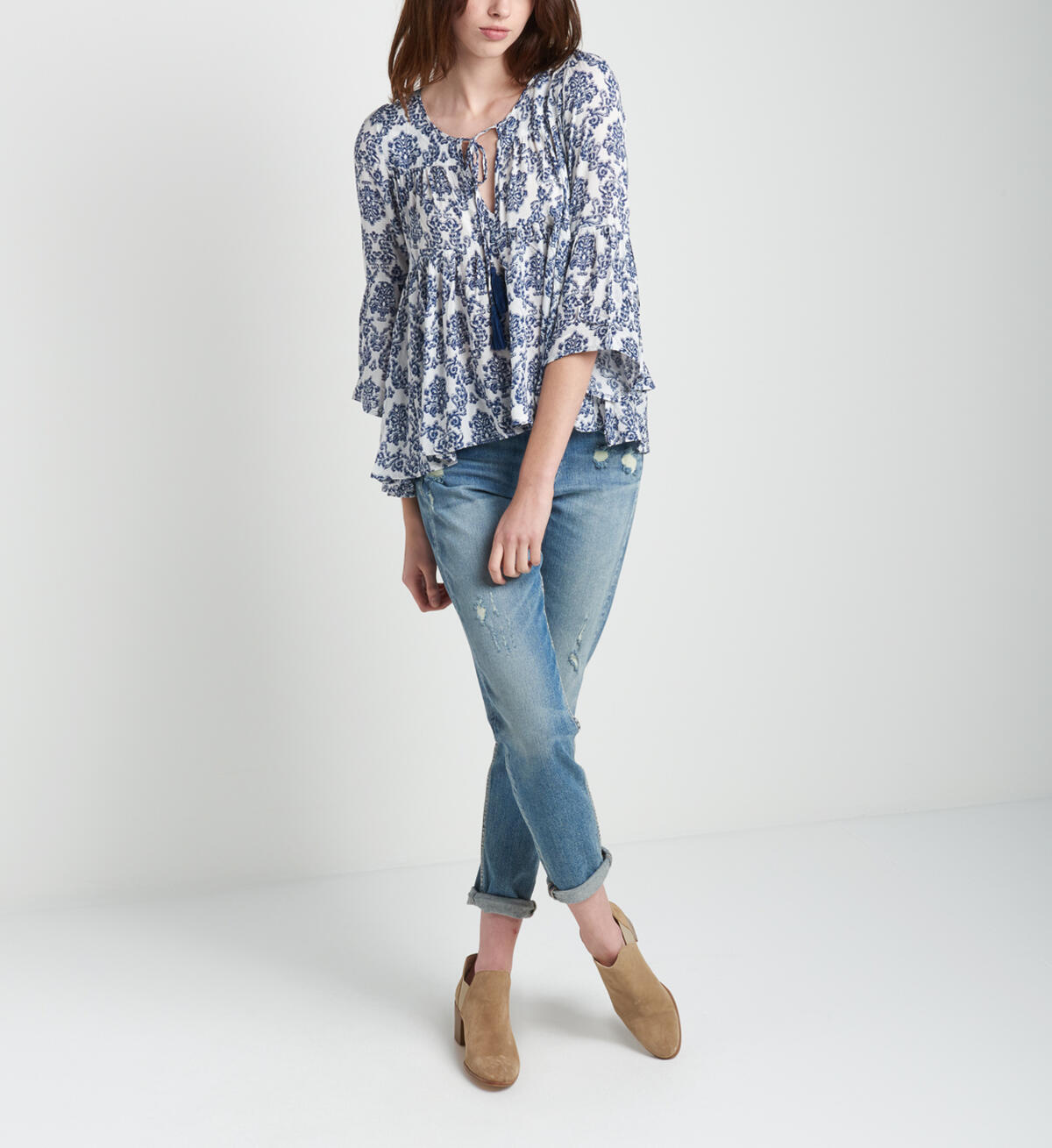 Emery Printed Peasant Blouse, , hi-res image number 0