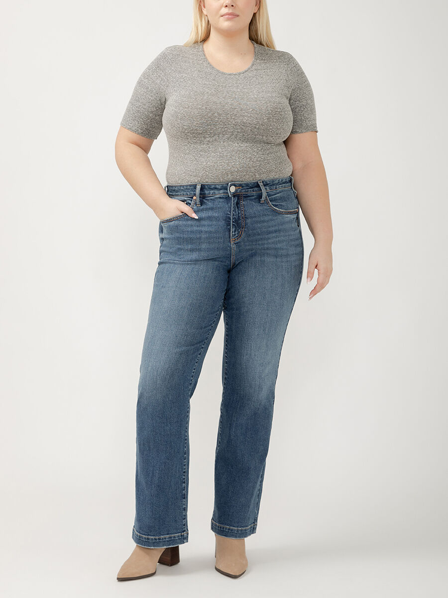 Women's Avery High Rise Trouser Leg Jeans Plus Size (Folk) Size 14W by Silver Jeans