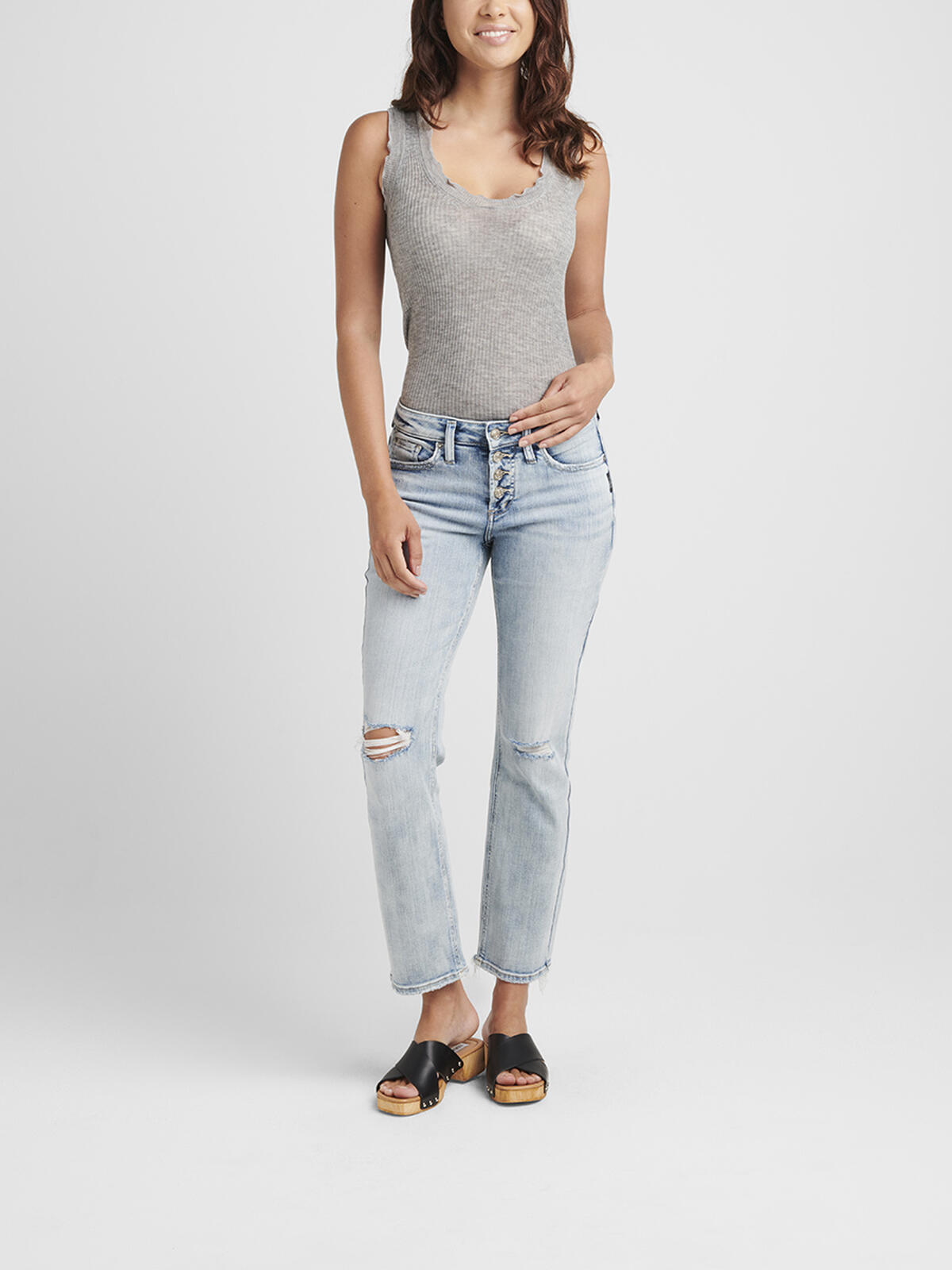 Suki Mid Rise Straight Crop Jeans image number 0