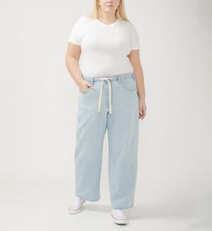 Be Easy Straight Leg Drawstring Jeans Plus Size