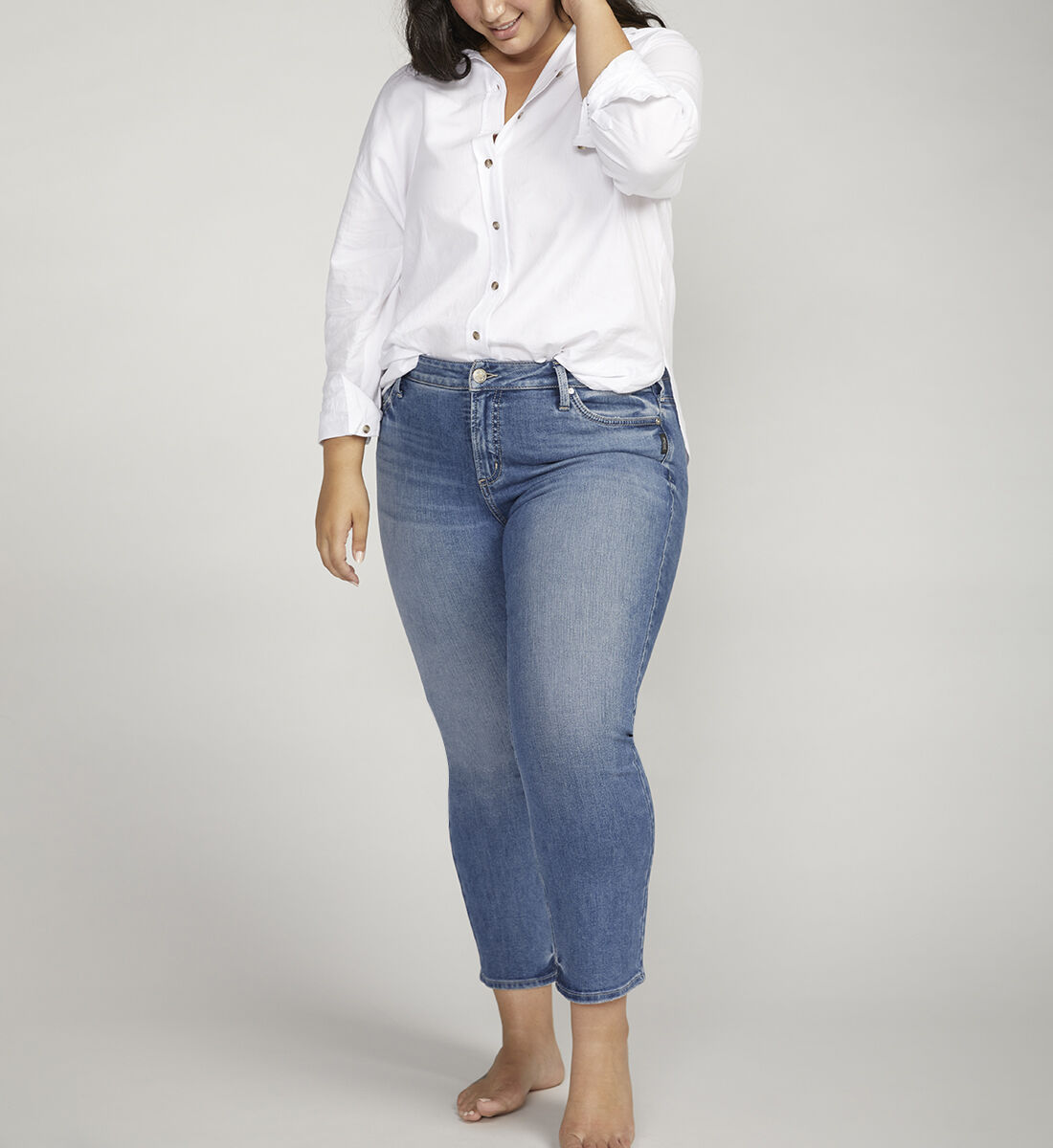 Elyse Mid Rise Straight Leg Crop Jeans Plus Size