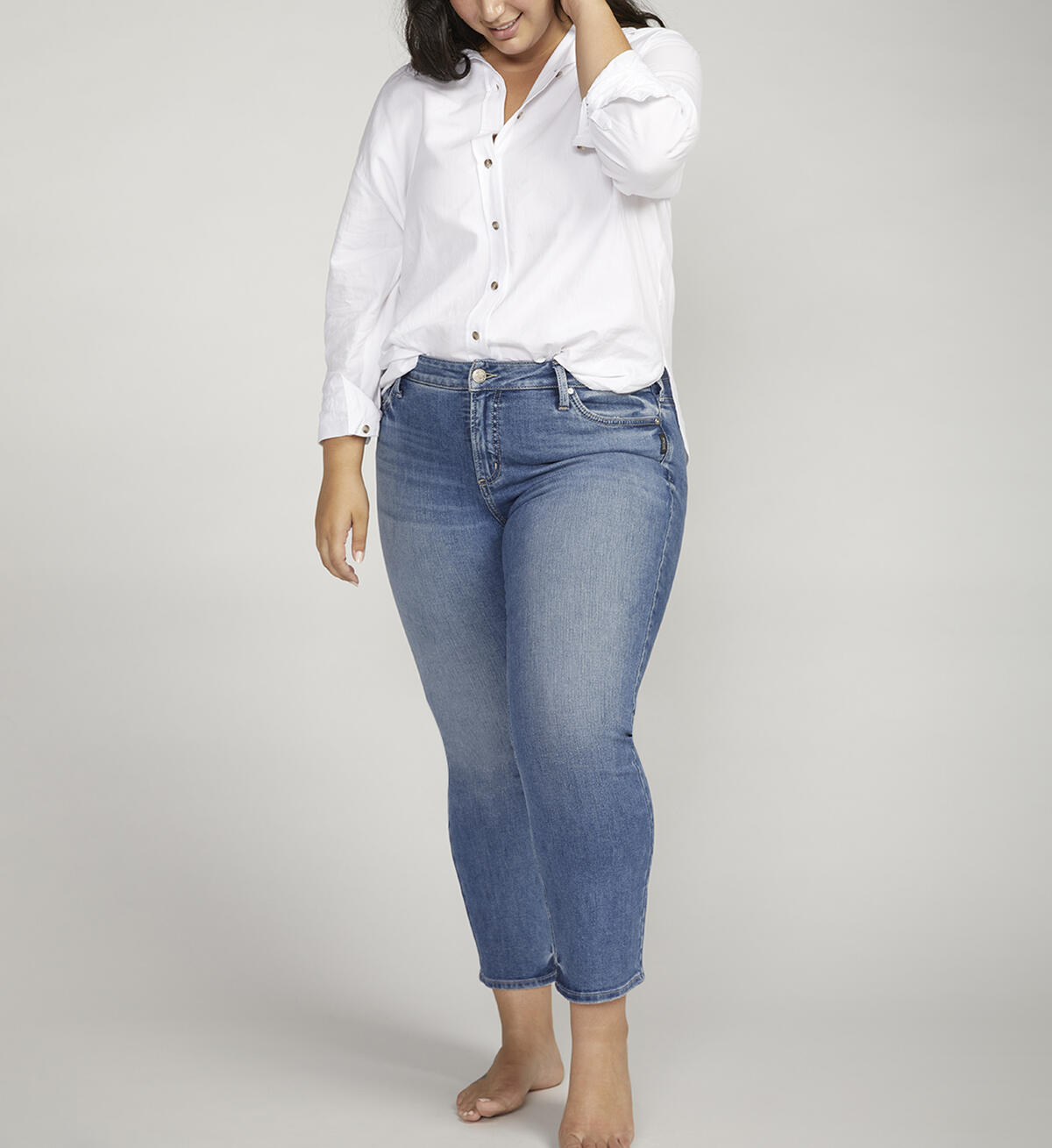 Elyse Mid Rise Straight Leg Crop Jeans Plus Size, , hi-res image number 4