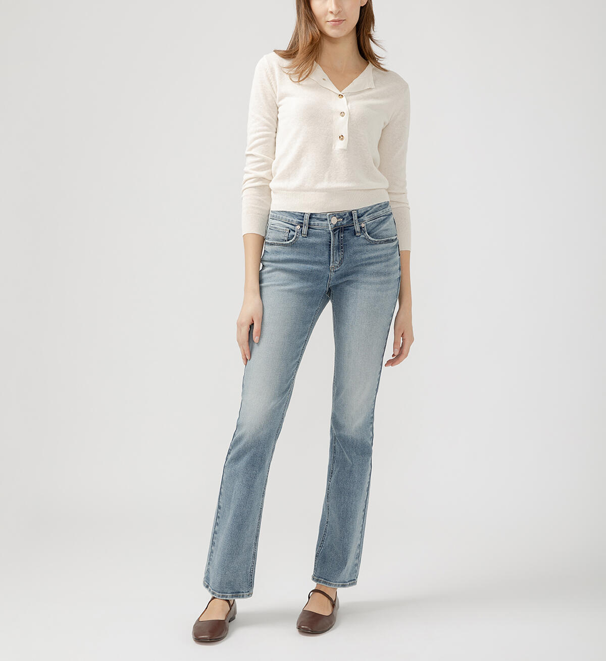 Elyse Mid Rise Slim Bootcut Jeans, , hi-res image number 0