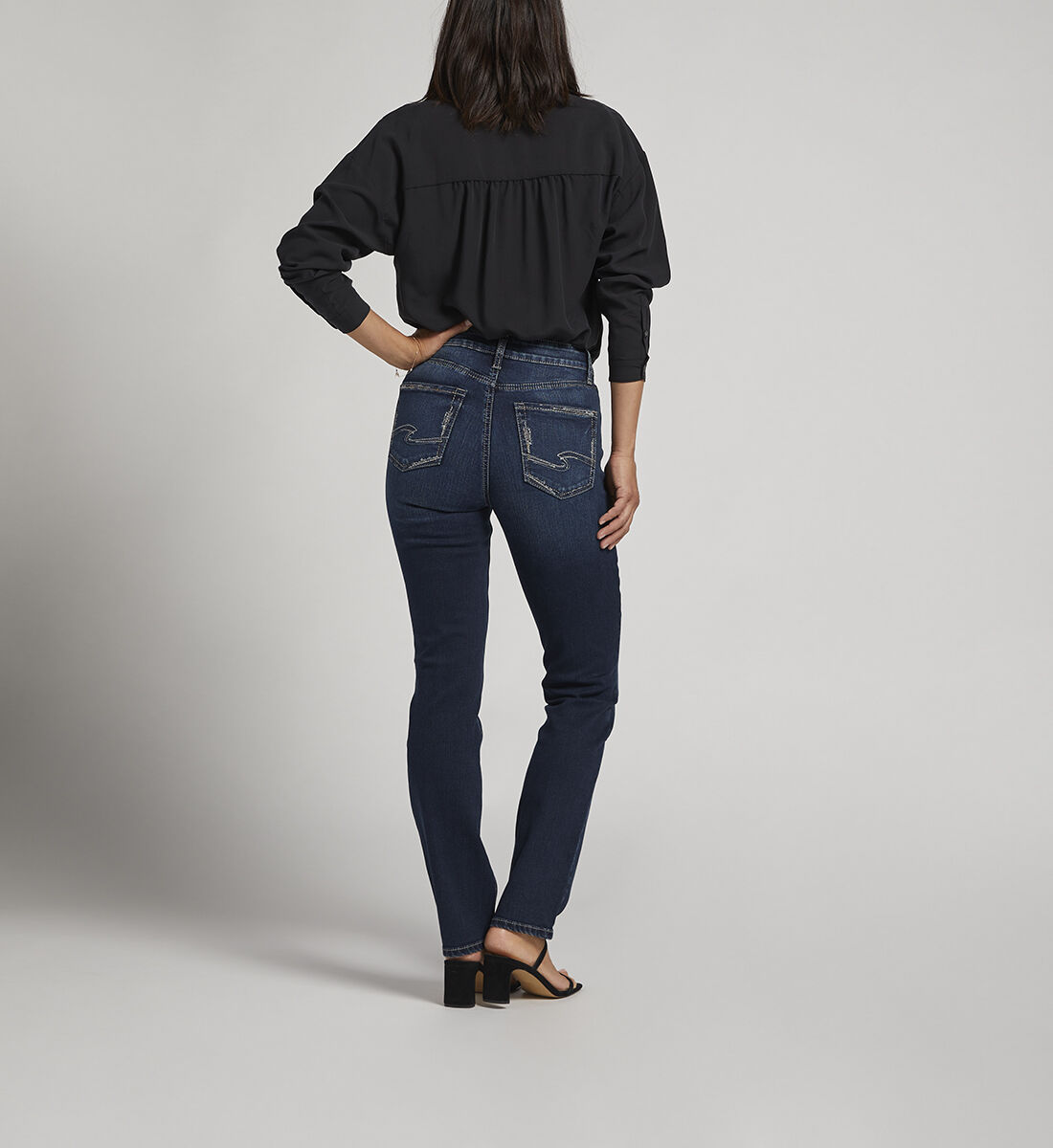 Buy Avery High Rise Straight Leg Jeans for CAD 57.00 Silver
