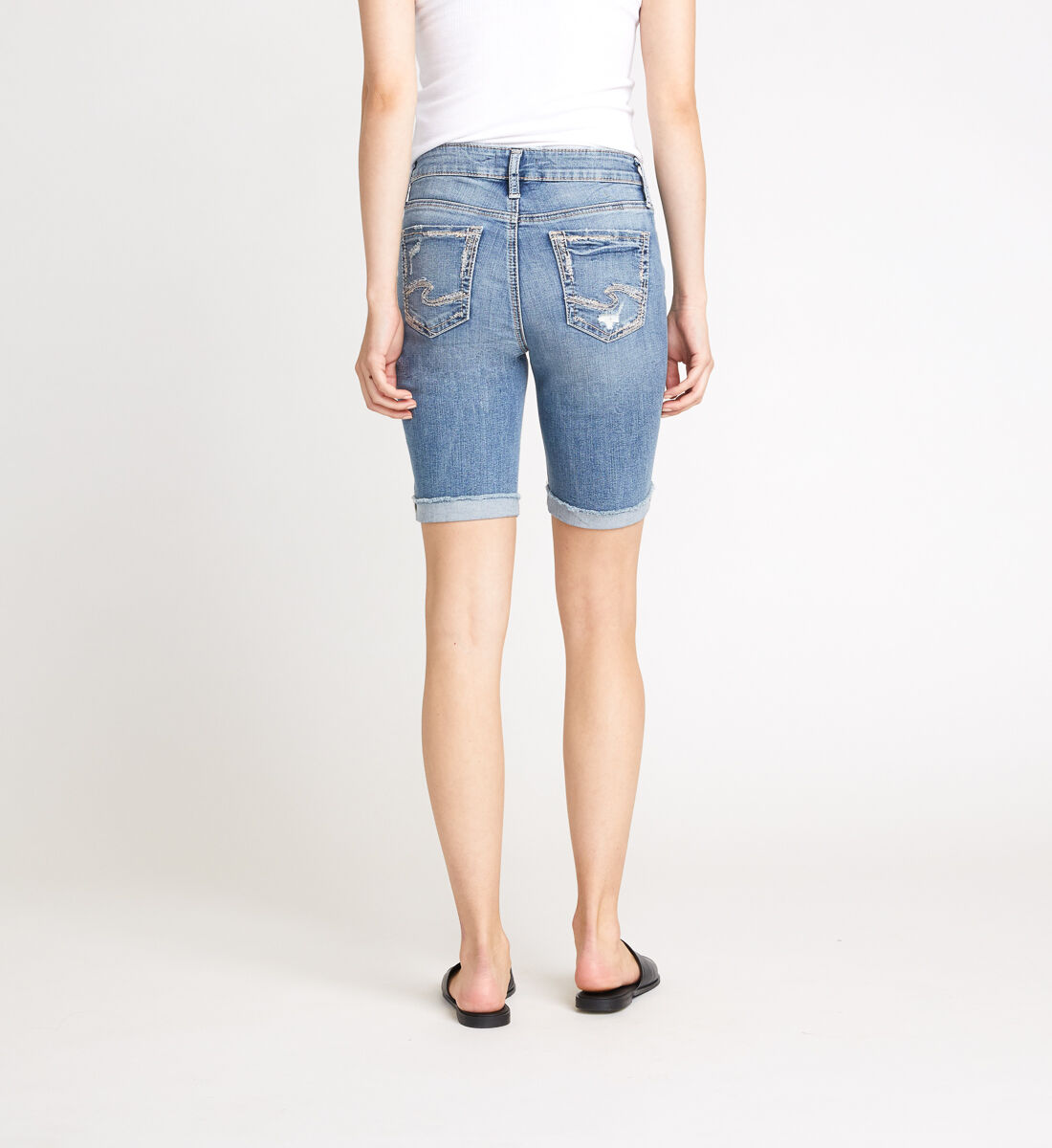 Buy Suki Mid Rise Bermuda Short for CAD 80.00 Silver Jeans CA New