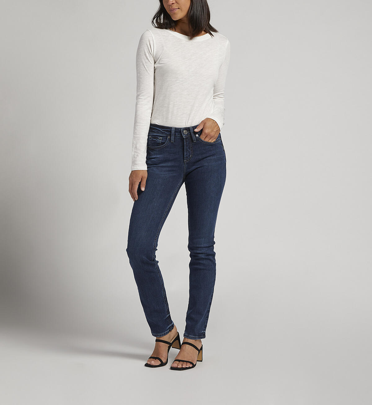 Suki Mid Rise Straight Leg Jeans, Indigo, hi-res image number 0