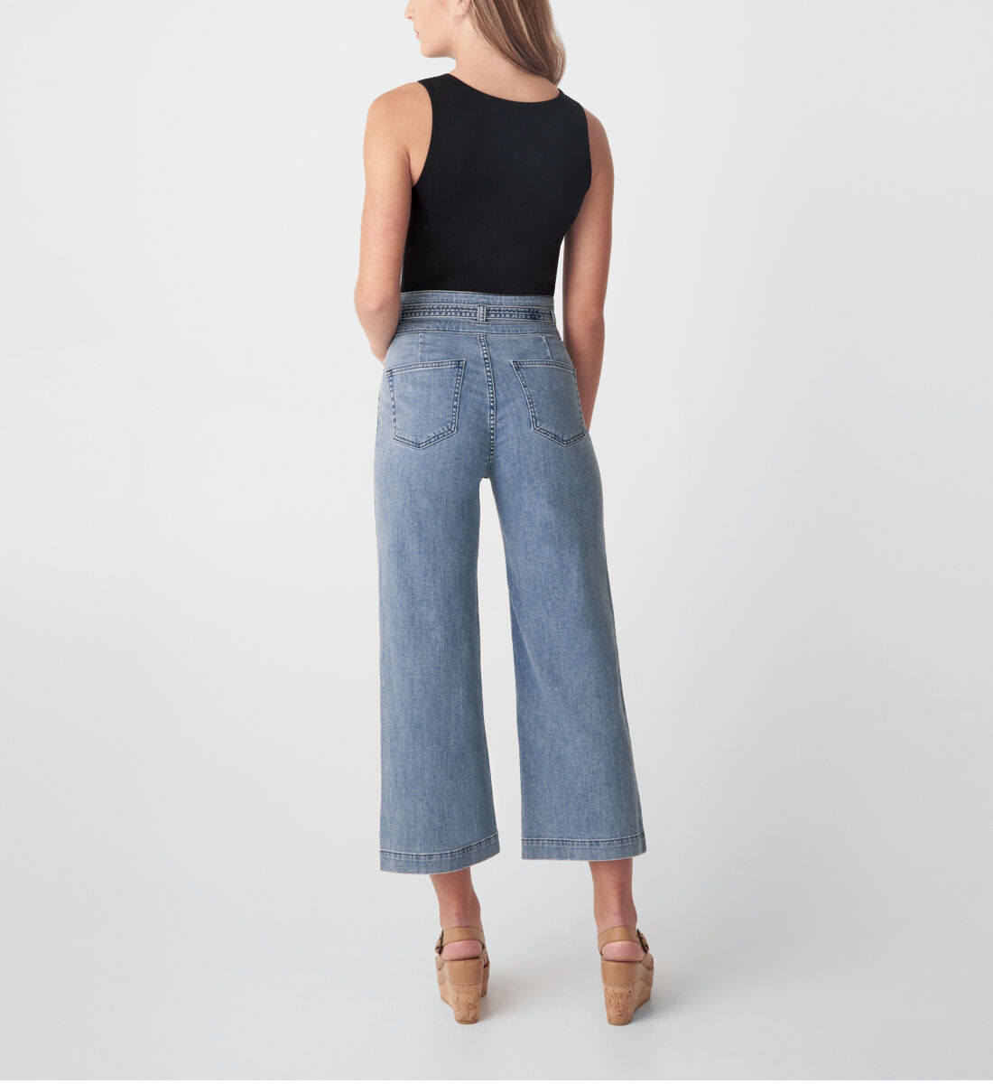 Wide leg high rise cropped jeans sales