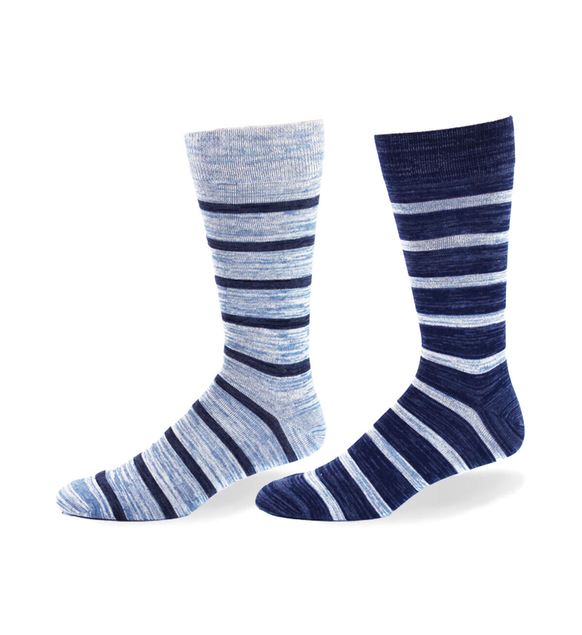 Blue Multi-Stripe Over-The-Calf Socks, Denim, hi-res image number 0}