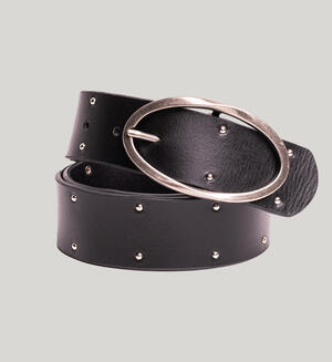 Buy Womens Heavyweight Genuine Leather Belt With Circle Center Bar