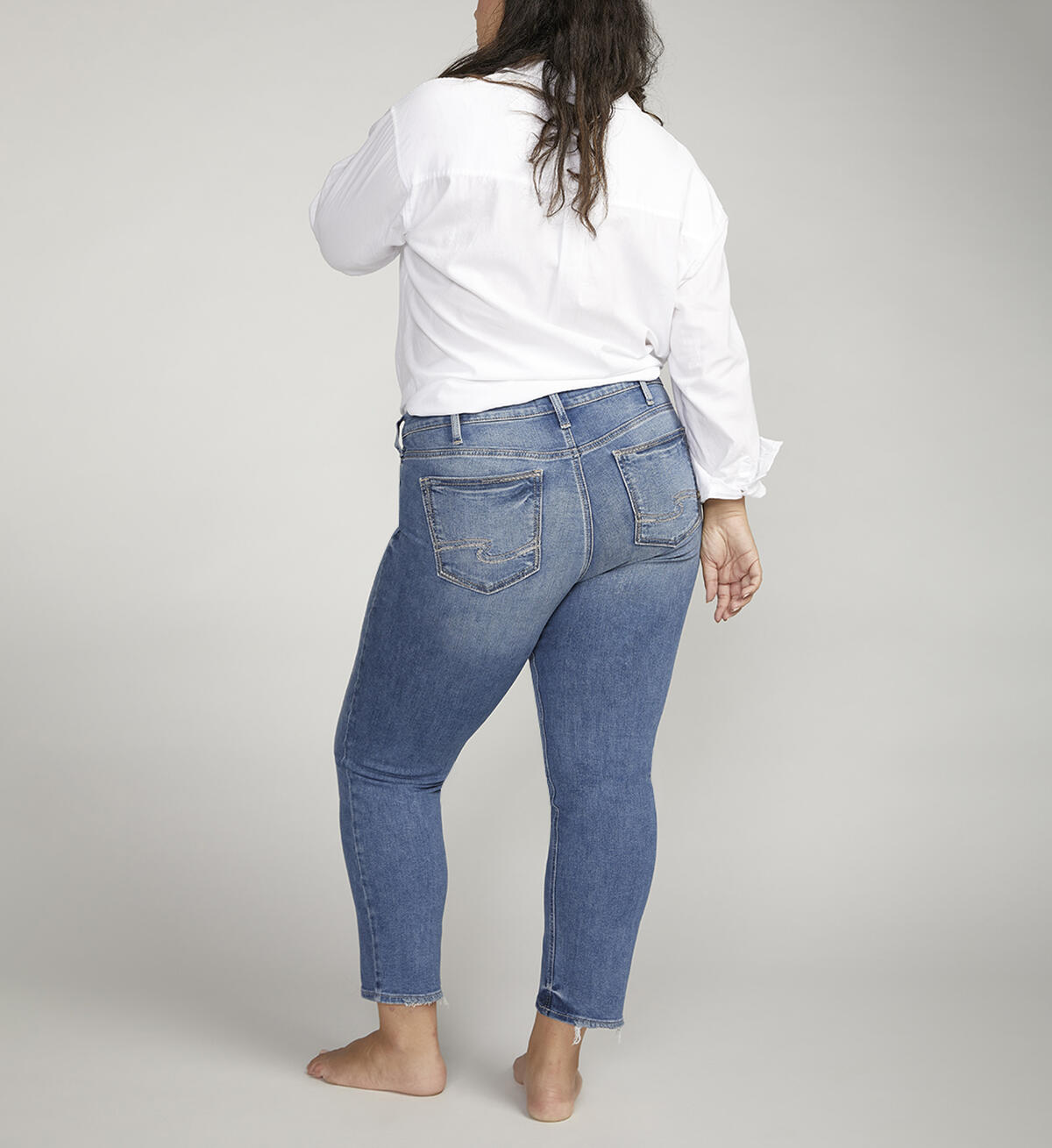 Elyse Mid Rise Straight Leg Crop Jeans Plus Size, , hi-res image number 1