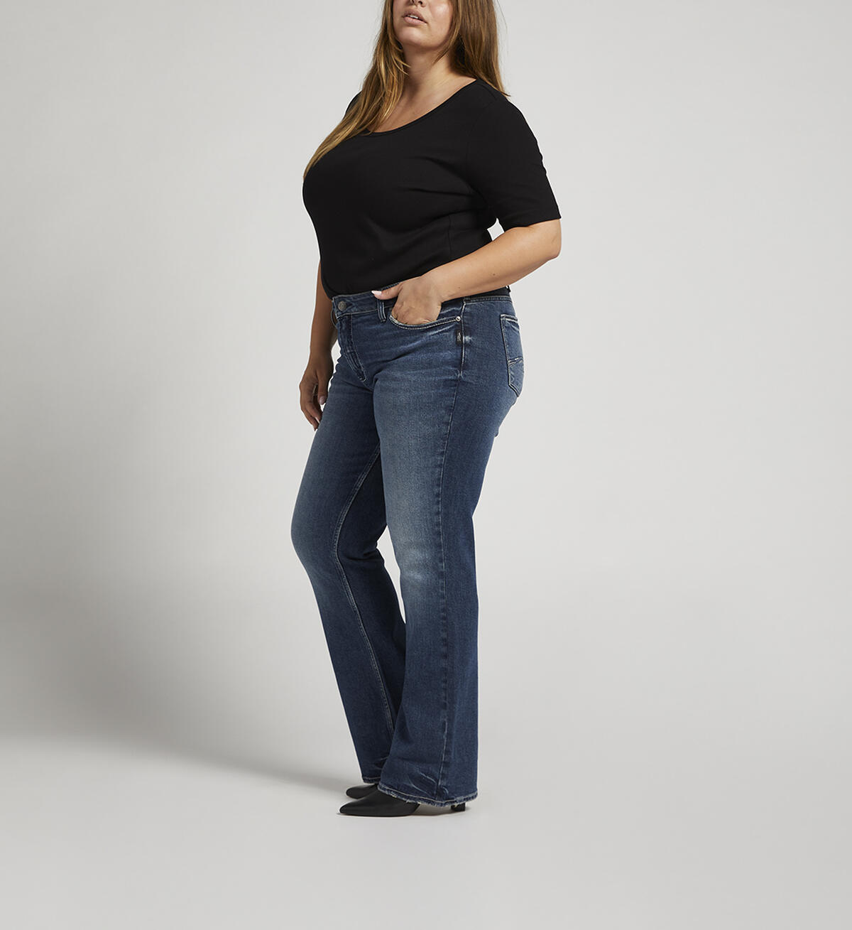 Suki Mid Rise Bootcut Jeans Plus Size, Indigo, hi-res image number 2