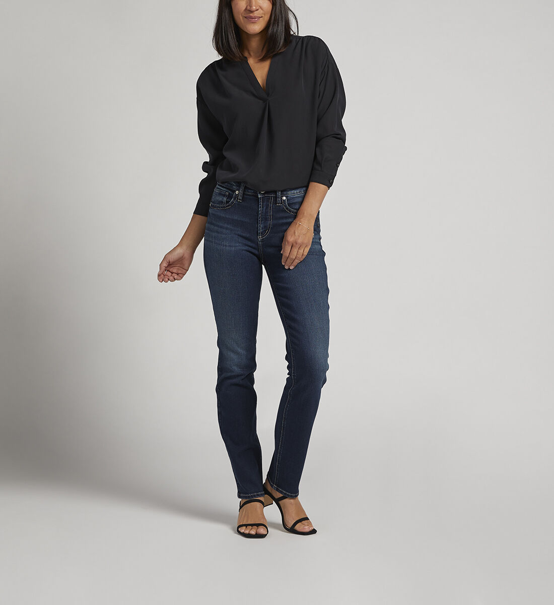 Avery silver jeans top