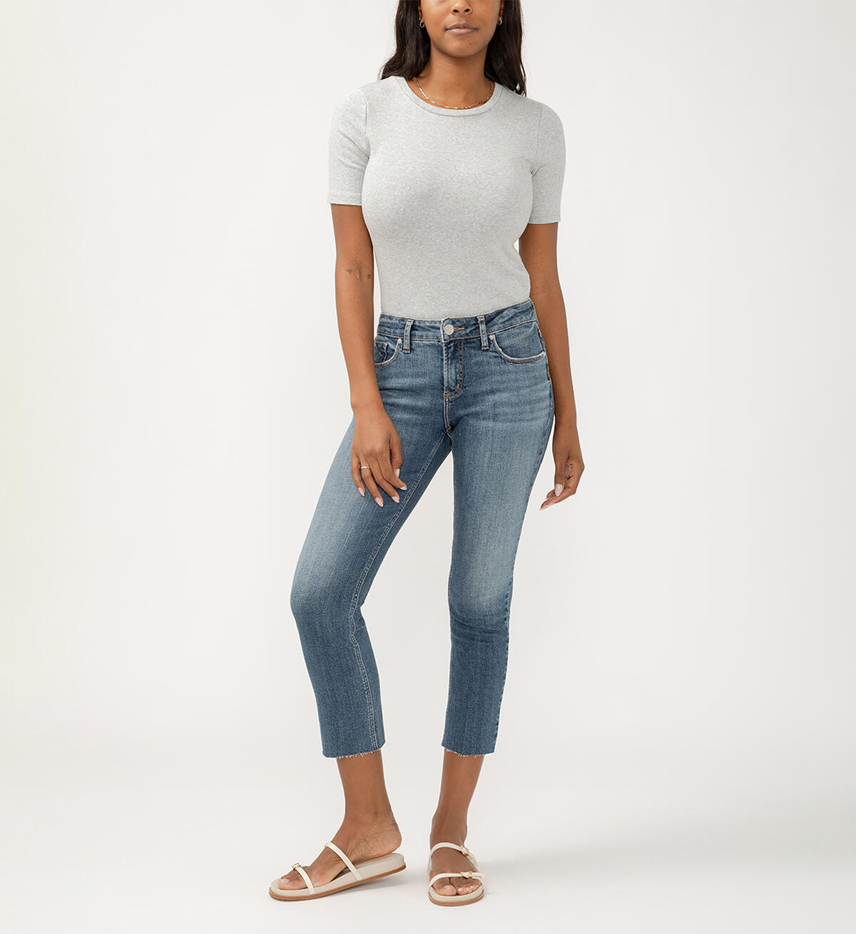 Elyse Mid Rise Straight Leg Ankle Jeans, , hi-res image number 0