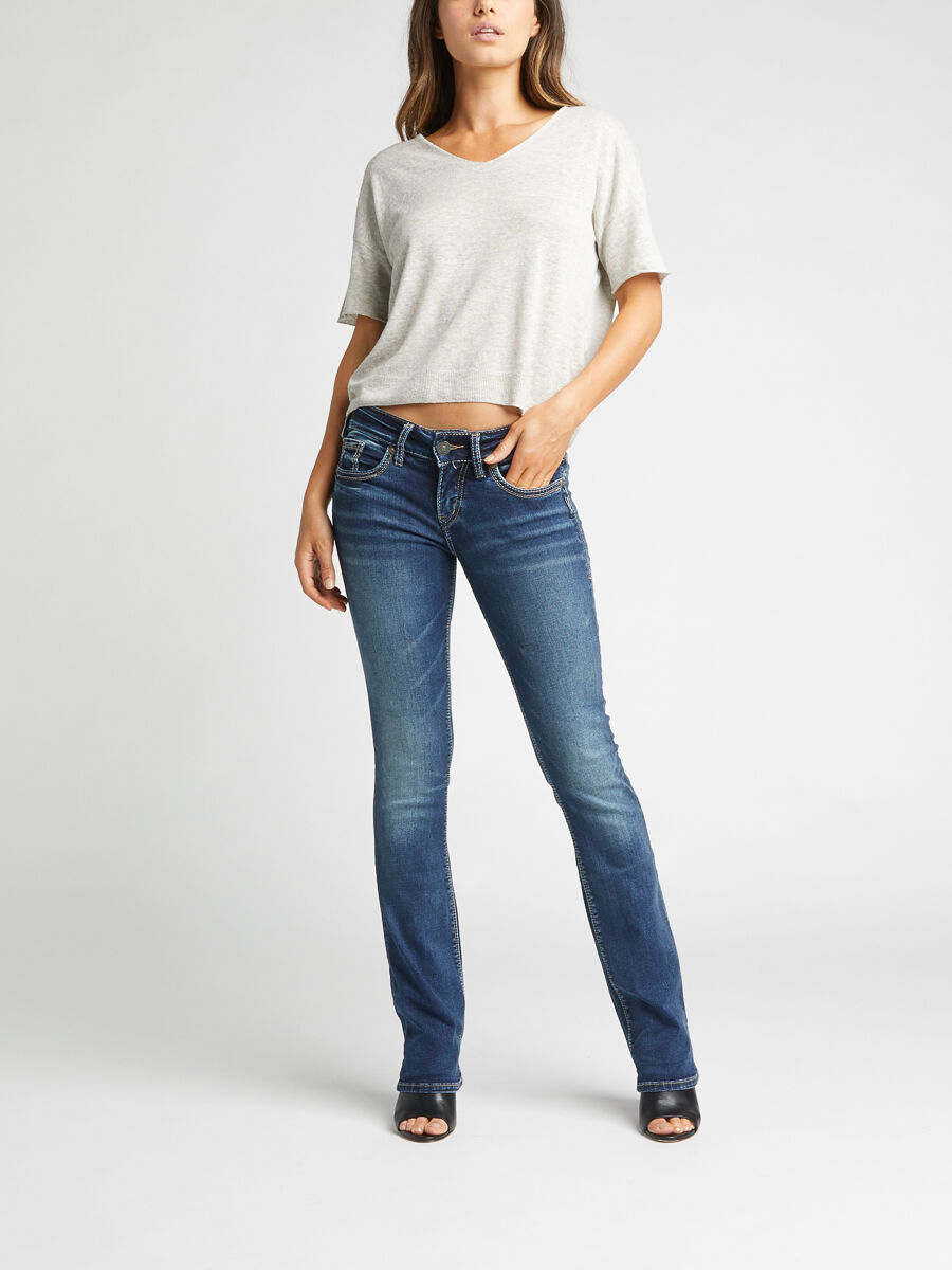Women's Suki Mid Rise Slim Bootcut Jeans (Indigo) Size 34 by Silver Jeans