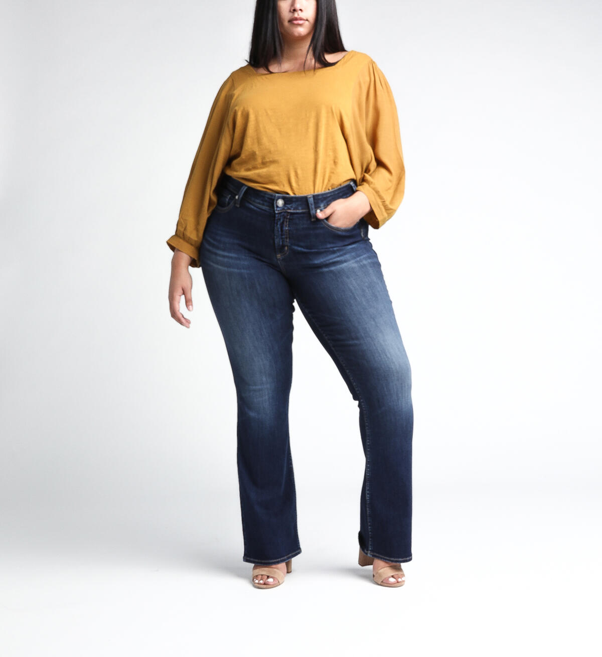 Elyse Mid Rise Slim Bootcut Jeans, , hi-res image number 0