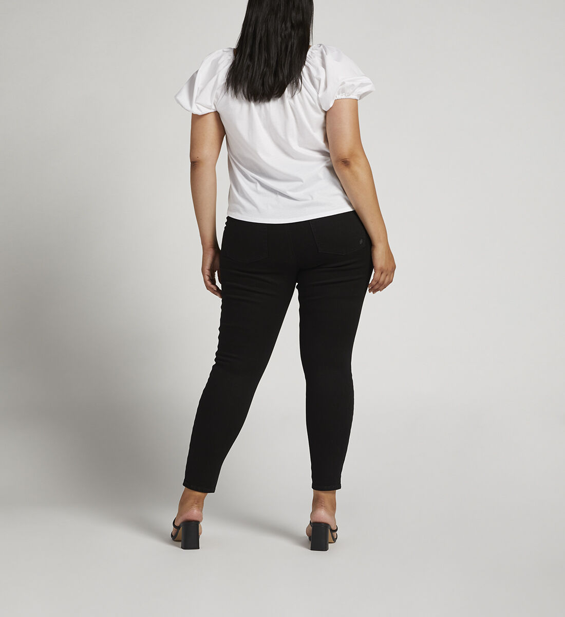 Plus size black skinny jeans sales