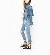 Shelby - Cropped Girlfriend Denim Jacket With Frayed Hem, , hi-res image number 2