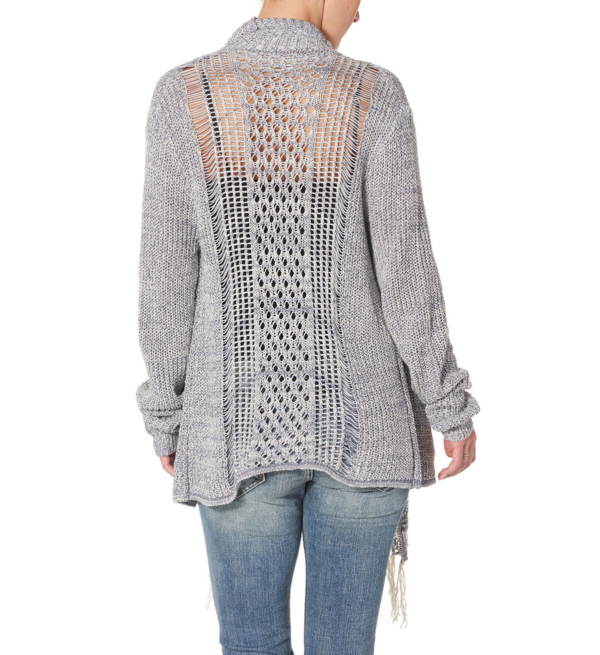Long-Sleeve Cardi Coat W/ Fringe, , hi-res image number 1