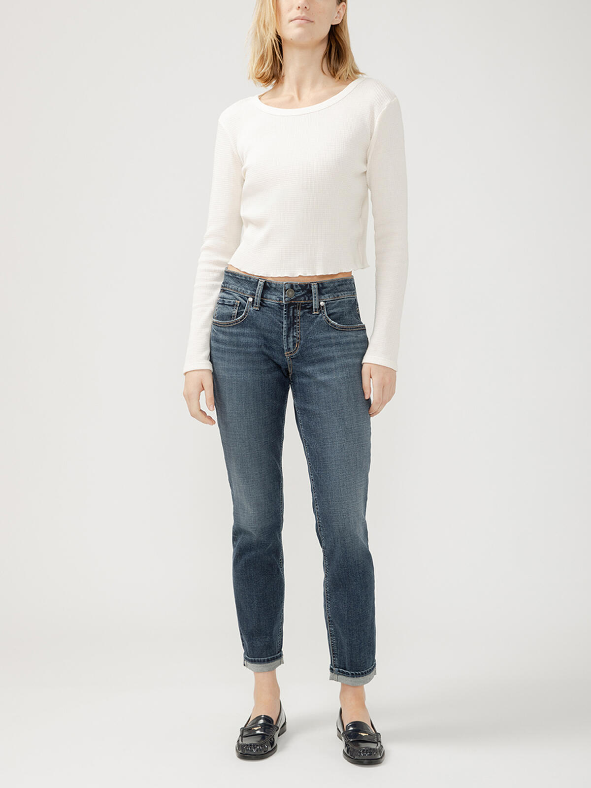Boyfriend Mid Rise Slim Leg Jeans image number 0