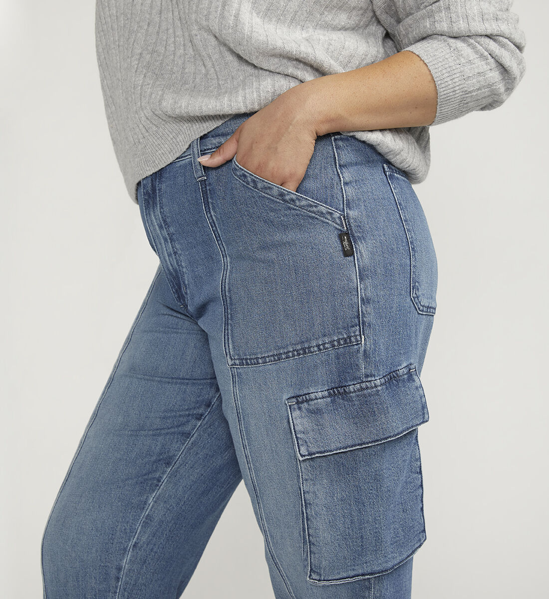 Cargo denim jeans womens on sale