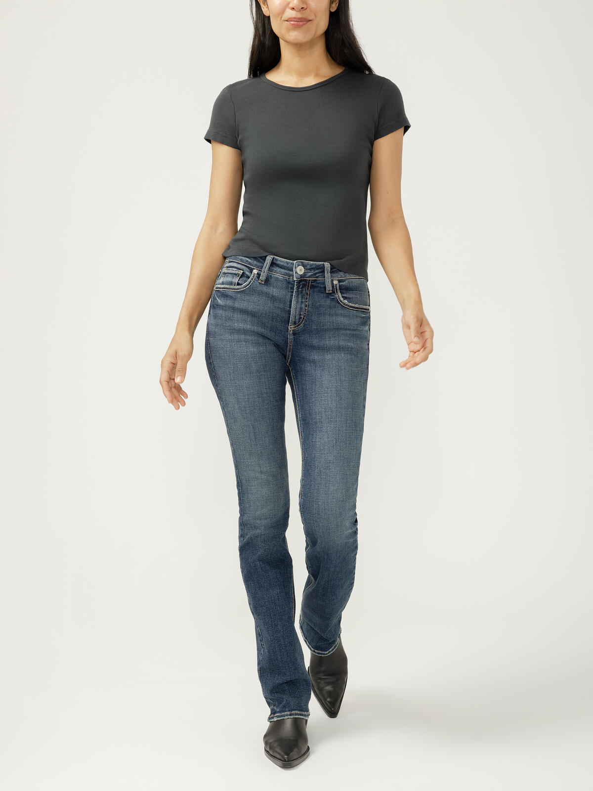 Elyse Mid Rise Slim Bootcut Jeans image number 0