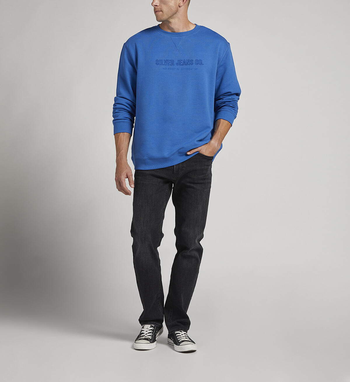 Mens Crewneck Sweatshirt, Blue, hi-res image number 0