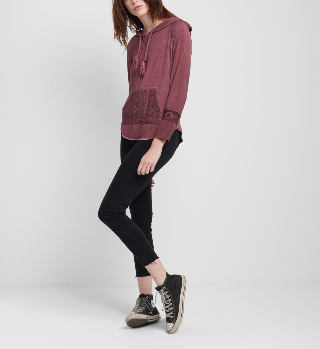 Buy Phoebee Lace Pocket Hoodie Final Sale for CAD 84.00 Silver