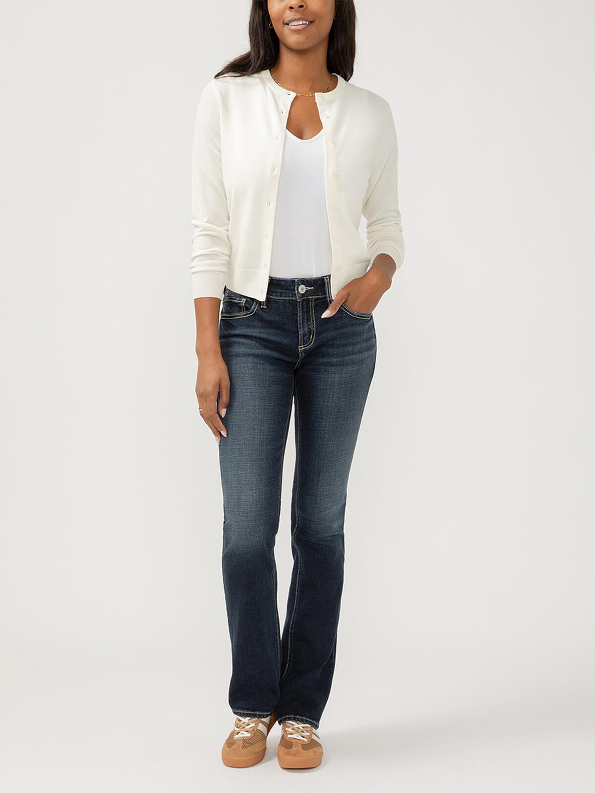 Elyse Mid Rise Slim Bootcut Jeans image number 0