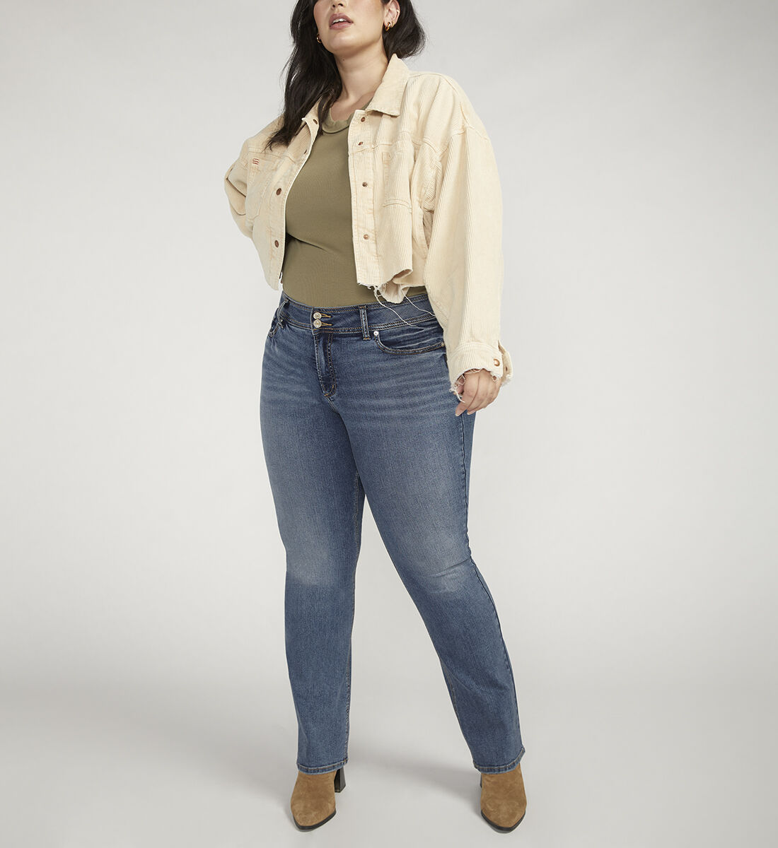 Plus size silver jeans canada top
