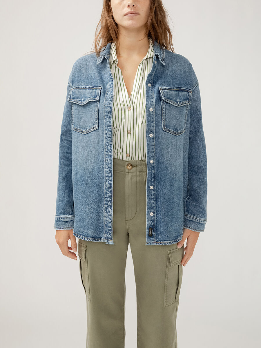 L'Appartement 美品　DENIM OVER ALL34 Buy Women's Denim Shirt Jacket for CAD 114.00 | Silver Jeans