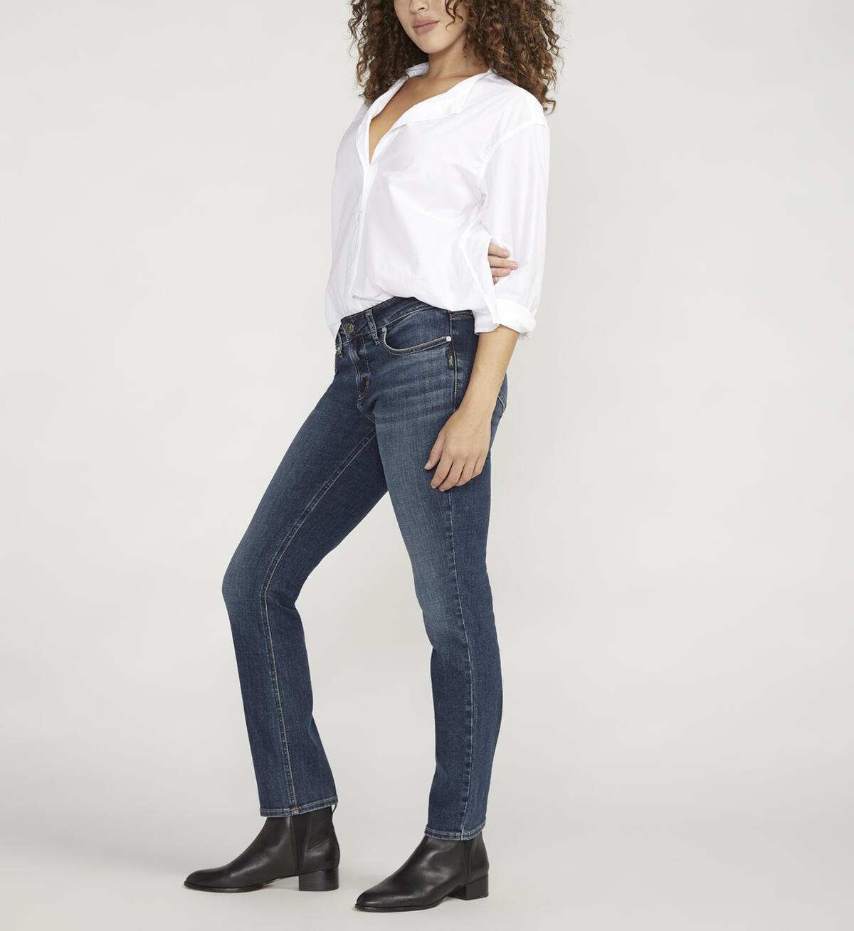 Elyse Mid Rise Straight Leg Jeans, Indigo, hi-res image number 2