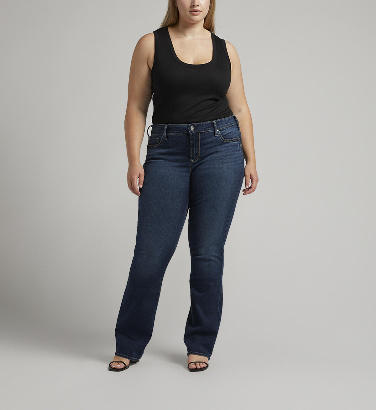 Elyse Mid Rise Slim Bootcut Jeans Plus Size, Indigo, hi-res image number 0