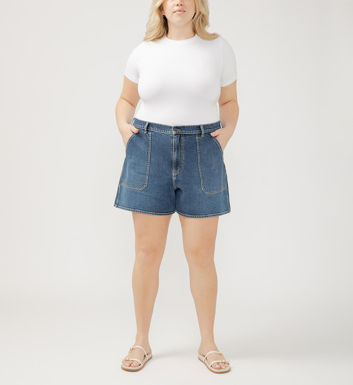 High Rise Utility Shorts Plus Size, , hi-res image number 0