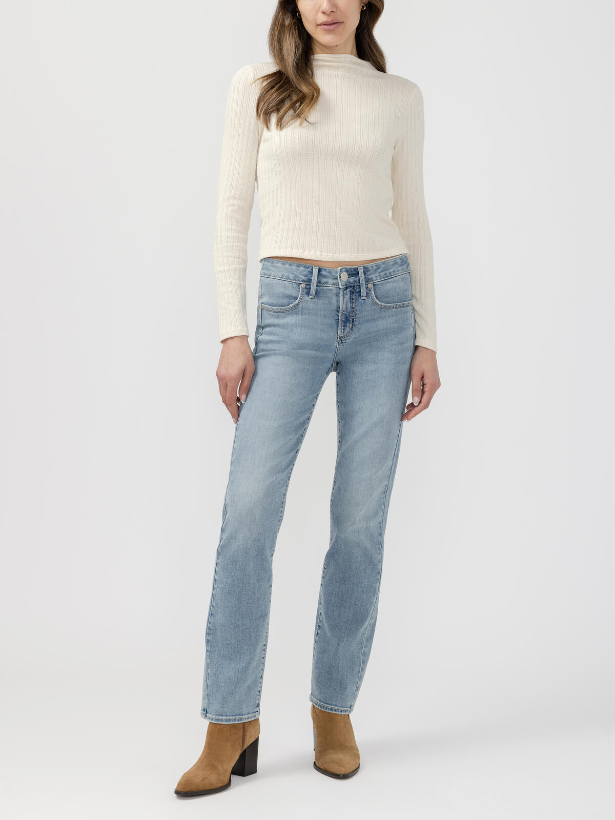 Suki Mid Rise Classic Straight Luxe Stretch Jeans image number 0