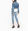 Shelby - Cropped Girlfriend Denim Jacket With Frayed Hem, , hi-res image number 1