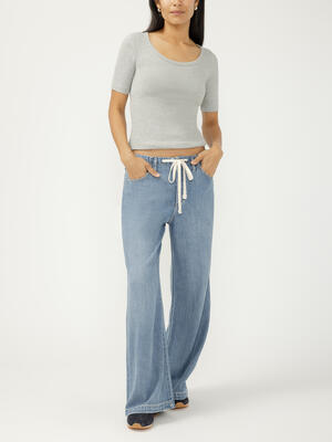 Wide Leg Drawstring Beach Jeans